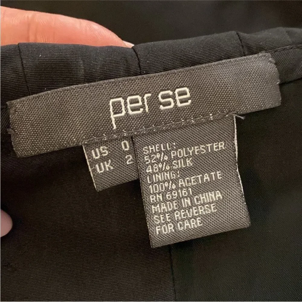 Per Se Black Mini Dress with Bow Detail, US0
